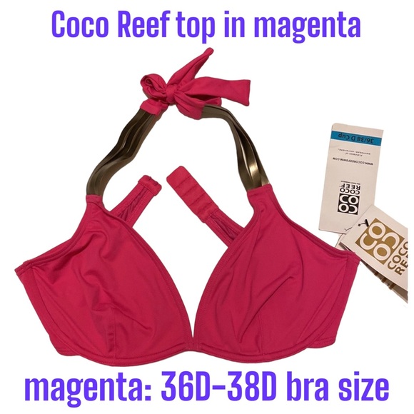 Size 12-14 36D/38D COCO REEF Barbiecore Bikini top Metallic Bronze large NWT fit - Picture 1 of 13